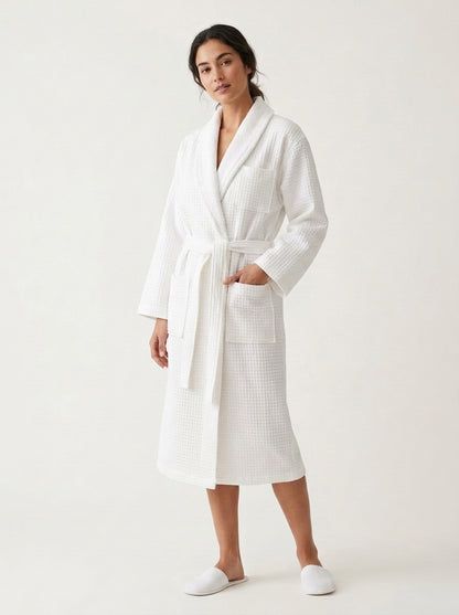 Waffle Robe With Plush Collar