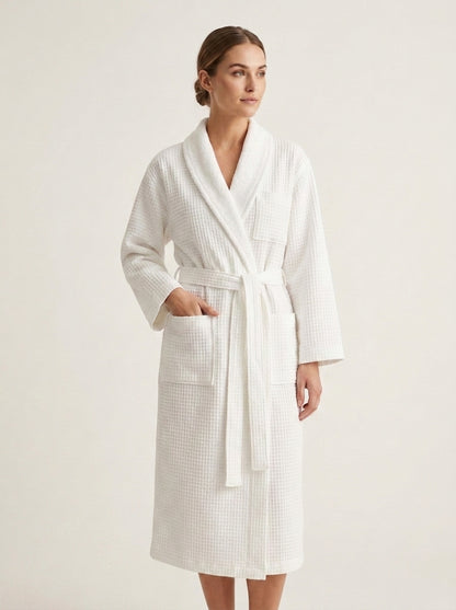 Waffle Robe With Plush Collar