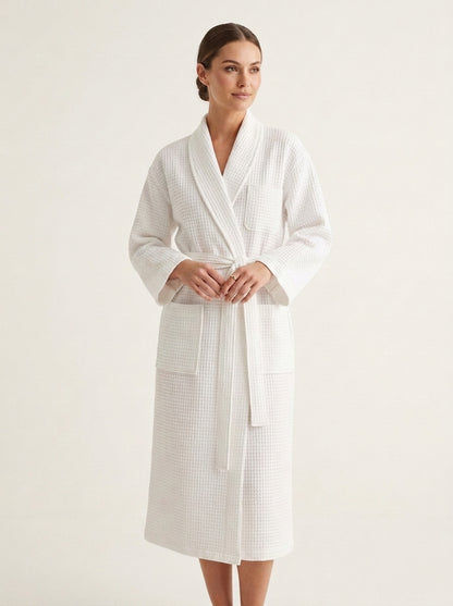 Waffle Robe With Plush Collar