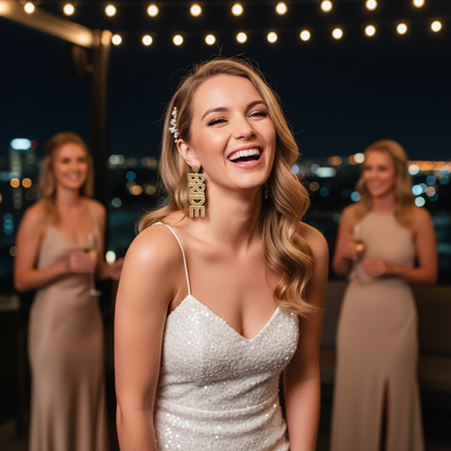 Golden Beaded Bride Earrings