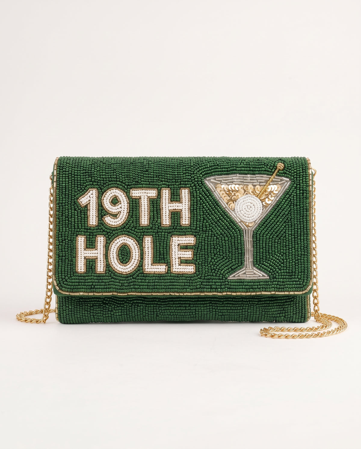 Personalized 19th Hole Beaded Clutch, Golf Martini Bag With Detachable Chain, Custom Golf Member Guest Tournament Envelope Purse