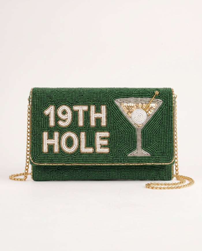 Personalized 19th Hole Beaded Clutch, Golf Martini Bag With Detachable Chain, Custom Golf Member Guest Tournament Envelope Purse