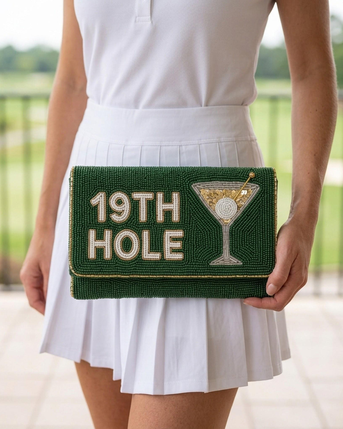 Personalized 19th Hole Beaded Clutch, Golf Martini Bag With Detachable Chain, Custom Golf Member Guest Tournament Envelope Purse