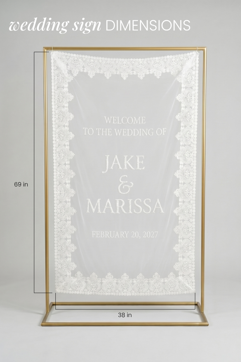 Custom Sheer Lace Wedding Welcome Sign