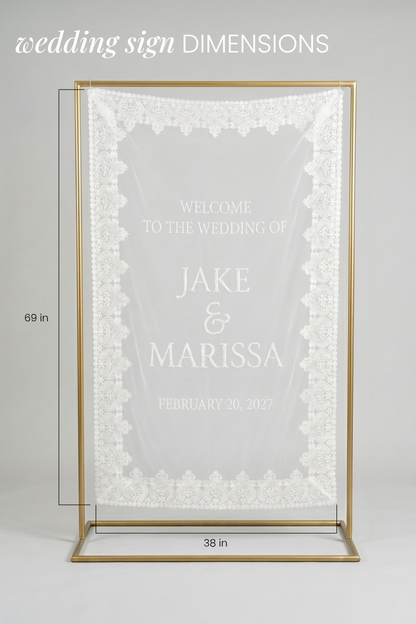 Custom Sheer Lace Wedding Welcome Sign