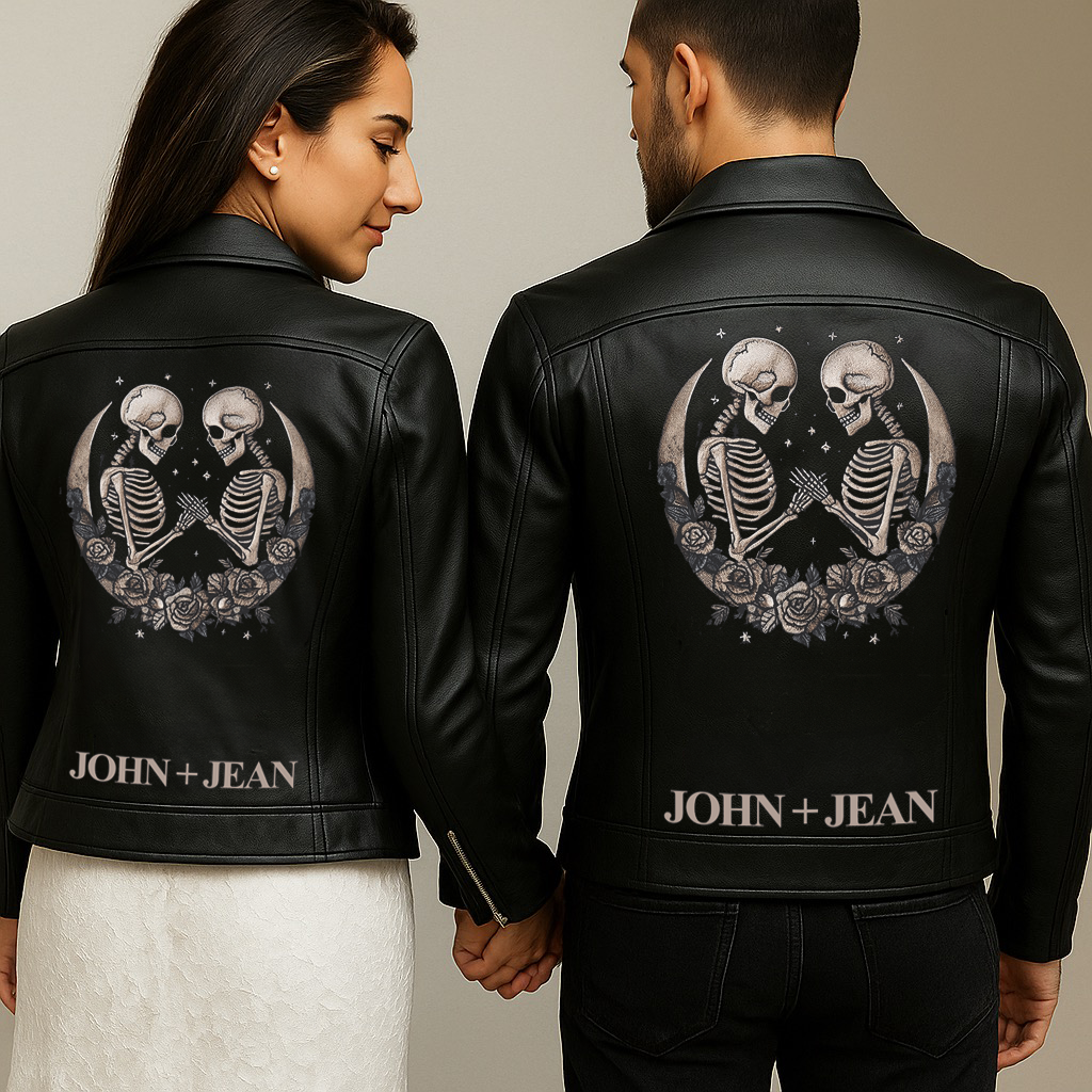 Embroidered Leather Jacket with Names