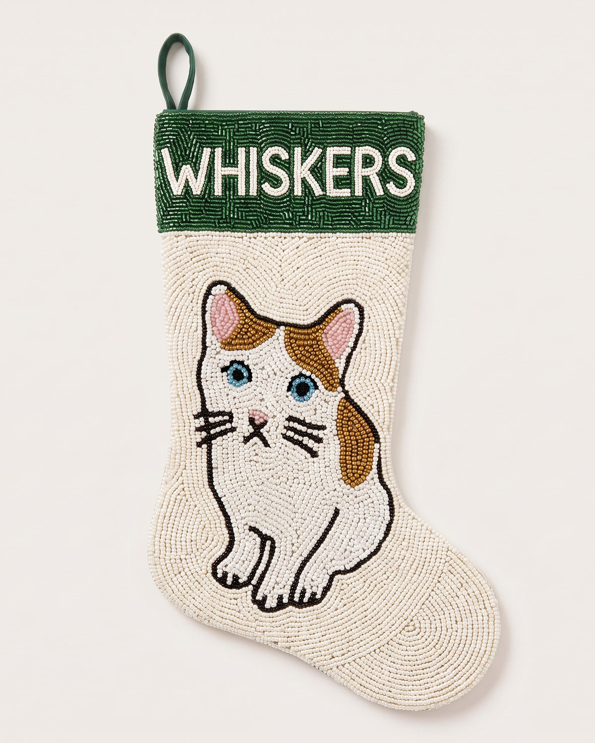 Orange Tabby Cat Beaded Stocking