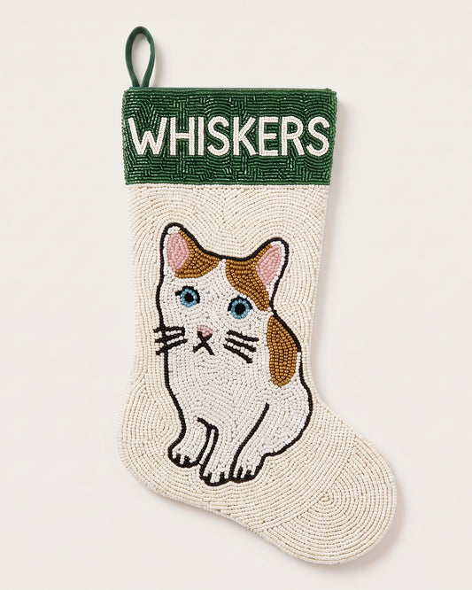 Orange Tabby Cat Beaded Stocking