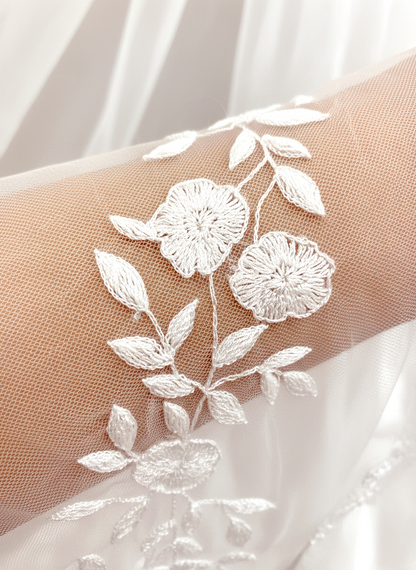 Embroidered Floral and Vine Wedding Veil