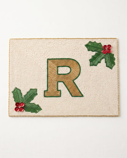 Christmas Monogram Beaded Placemat