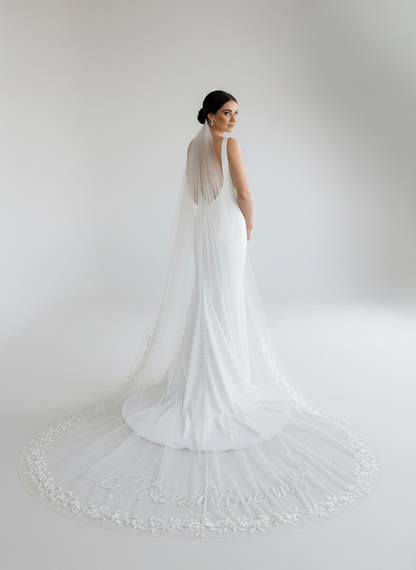 Embroidered Floral and Vine Wedding Veil