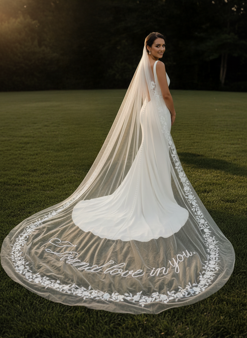 Embroidered Floral and Vine Wedding Veil