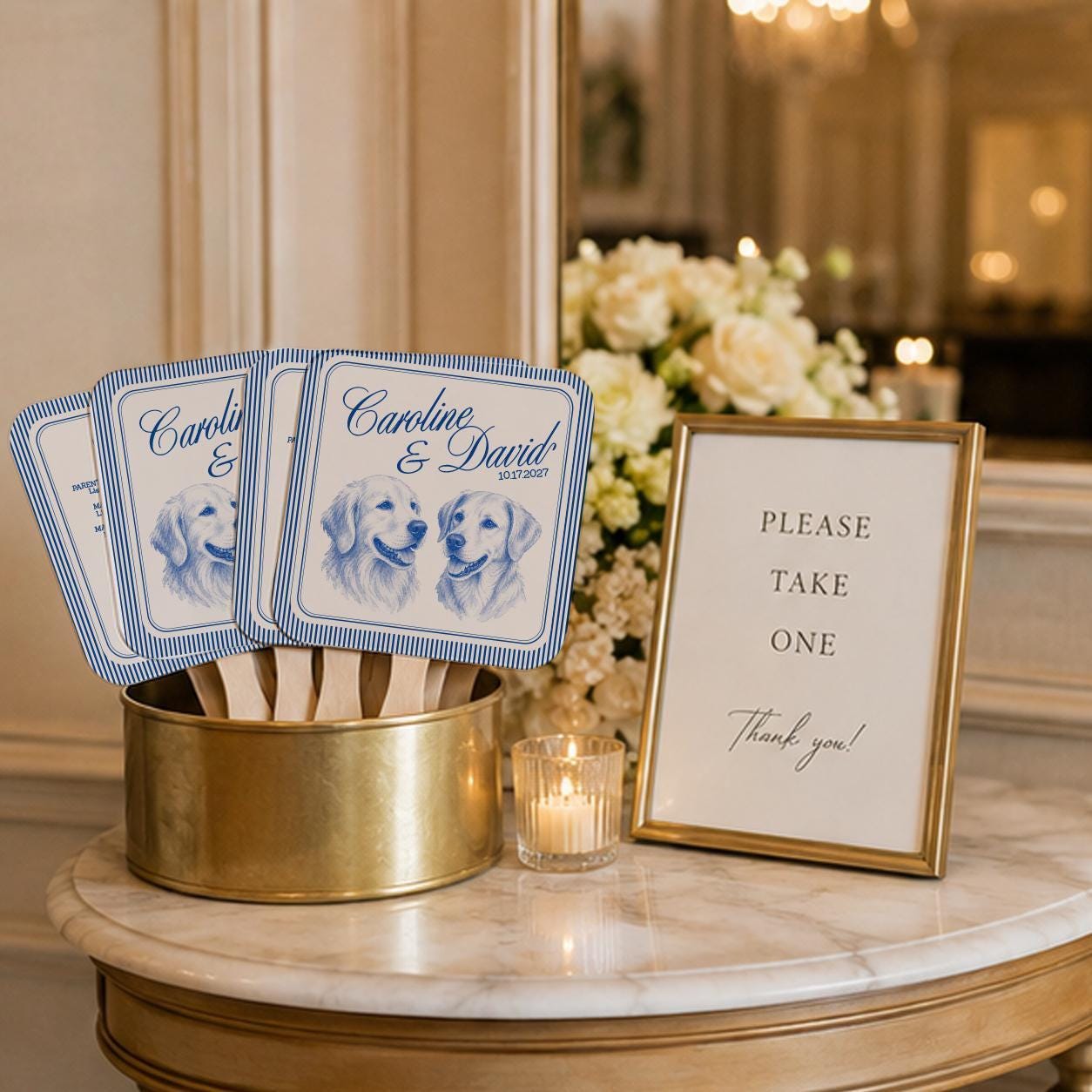 Personalized Dog Wedding Fans