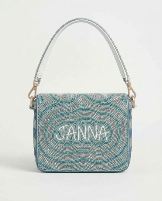 Blue Checkered Flag Beaded Racing Shoulder Bag