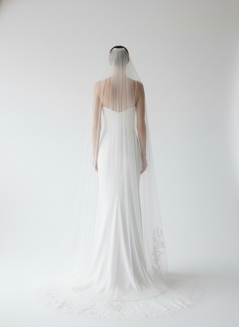 Botanical Floral Embroidered Wedding Veil