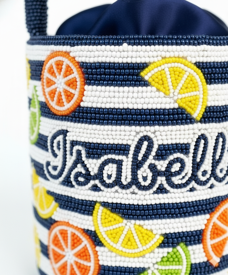Citrus Stripe Beaded Bag