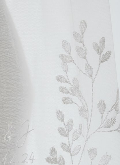 Botanical Floral Embroidered Wedding Veil