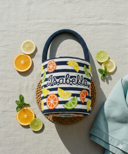 Citrus Stripe Beaded Bag