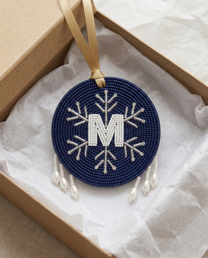 Monogram Snowflake Beaded Ornament