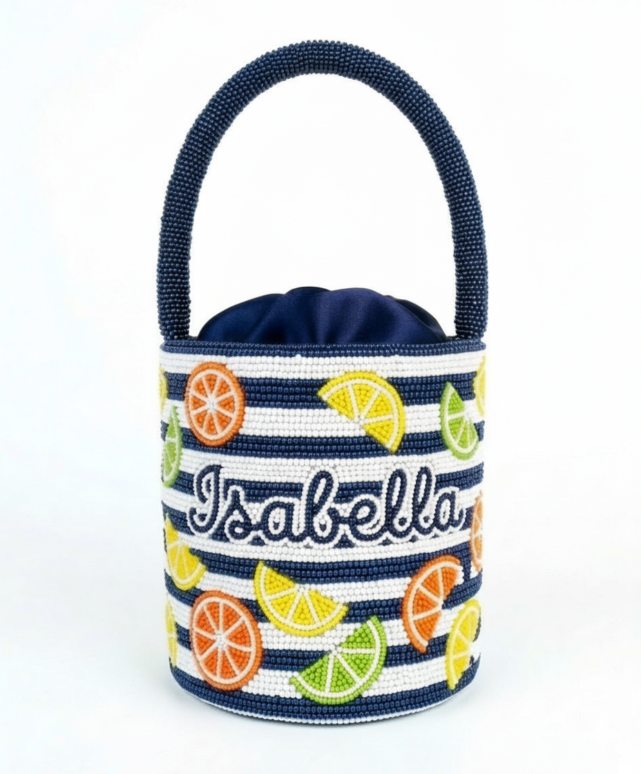 Citrus Stripe Beaded Bag