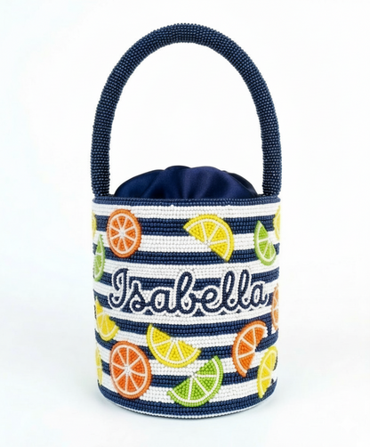 Citrus Stripe Beaded Bag