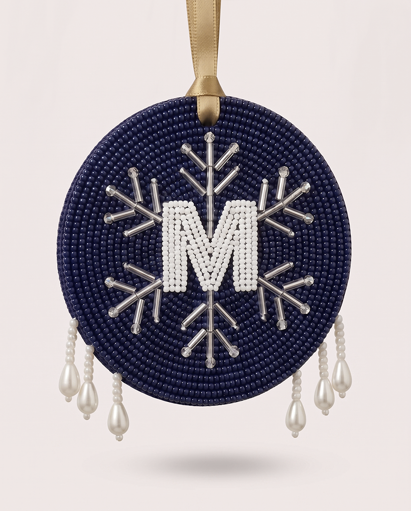 Monogram Snowflake Beaded Ornament