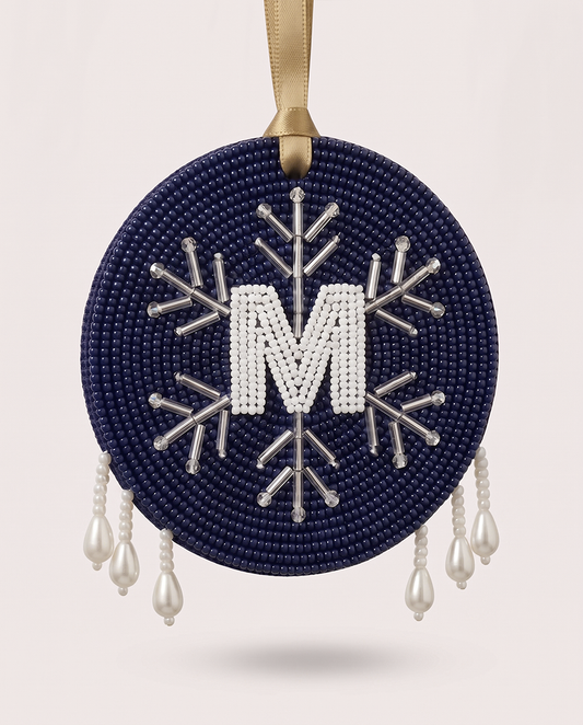 Monogram Snowflake Beaded Ornament