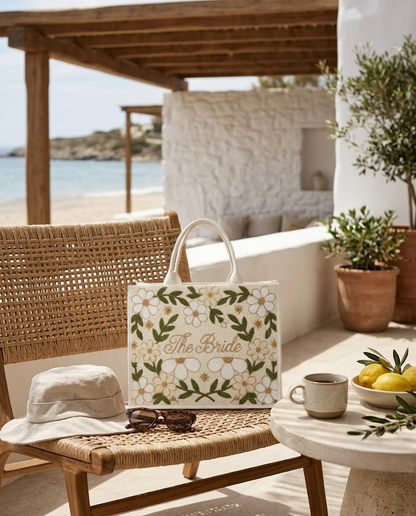 Floral Bride Mini Beaded Tote Bag