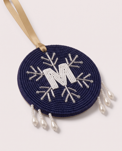 Monogram Snowflake Beaded Ornament