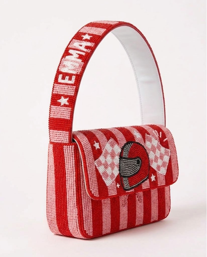 Racing Helmet Beaded Shoulder Bag