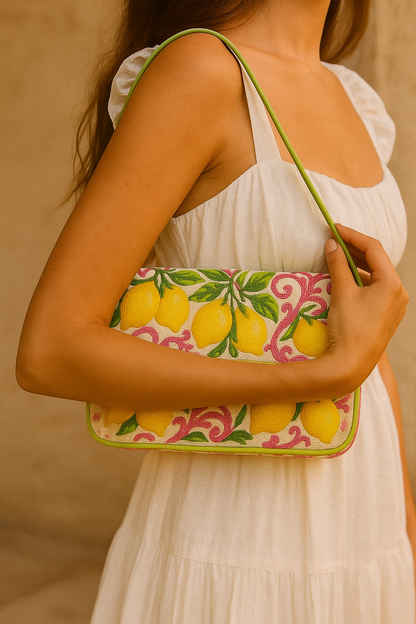 Lemon Beaded Shoulder Bag