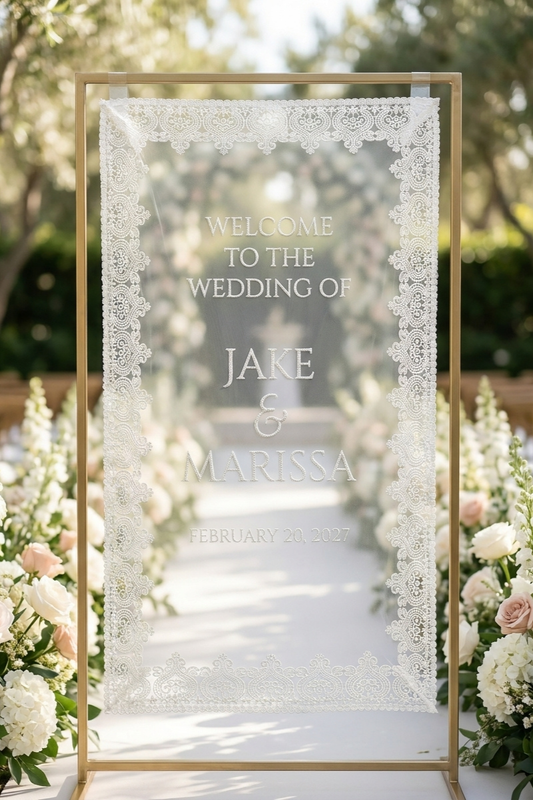 Custom Wedding Lace Entrance Banner