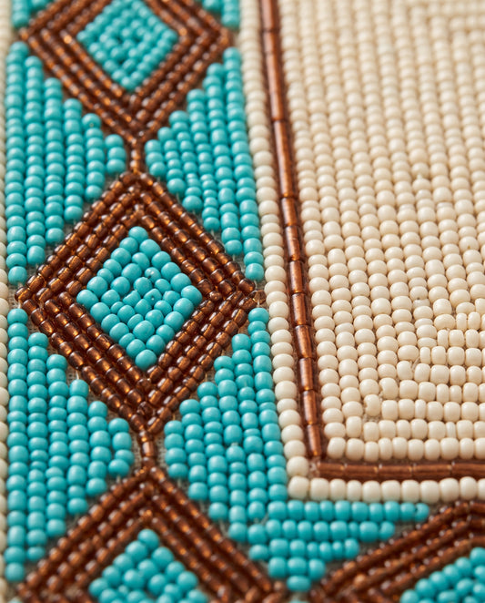 Western Star Beaded Placemat, Southwest Hand Beaded Place Mat, Personalized Turquoise Rust Dinner Mat, Western Dining Table Decor