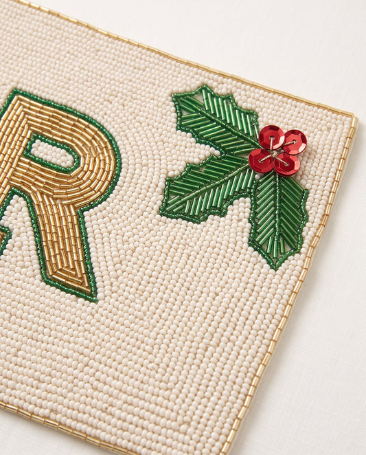 Christmas Monogram Beaded Placemat