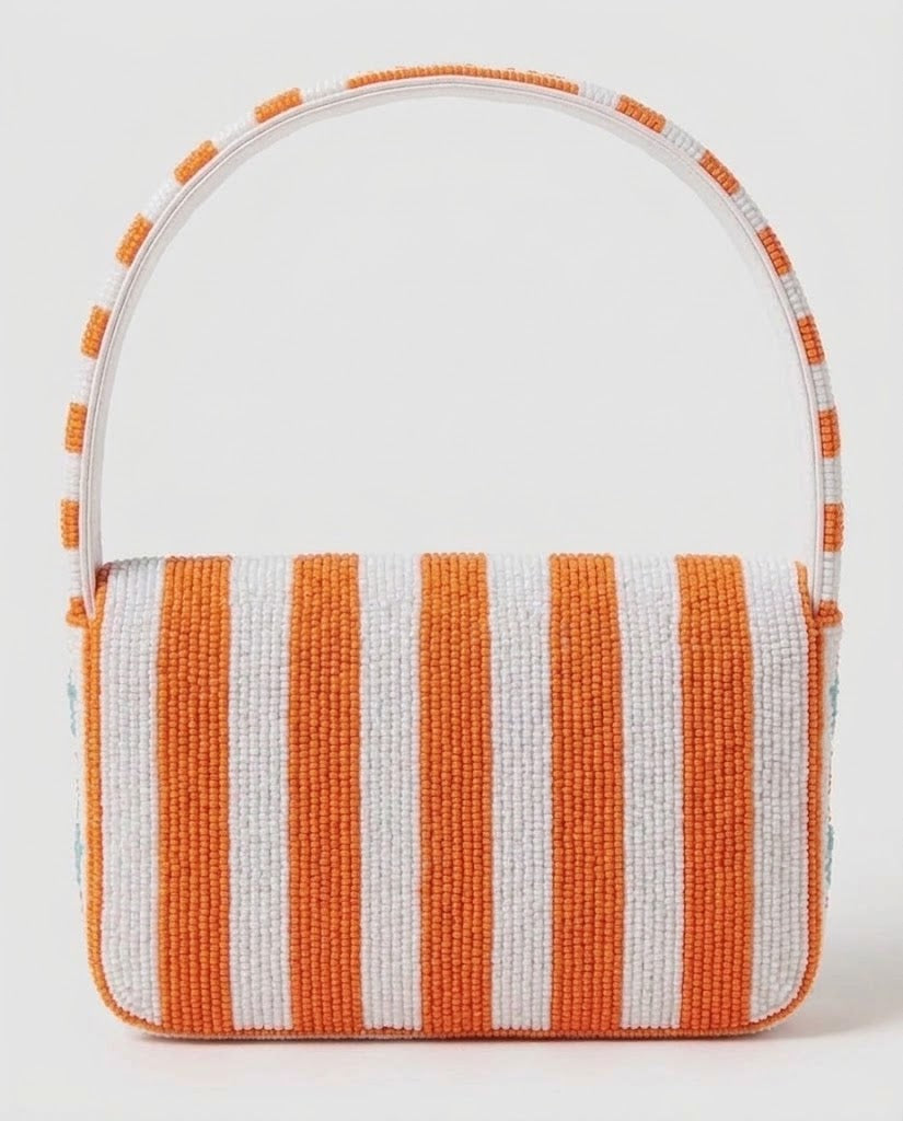 Orange Race Car Beaded Shoulder Bag