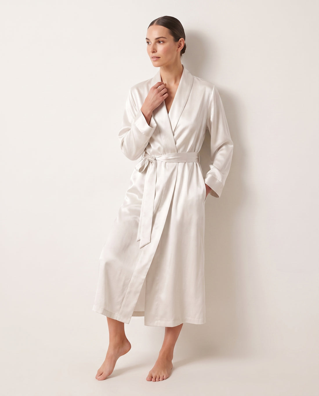 Satin robe with custom embroidered logo