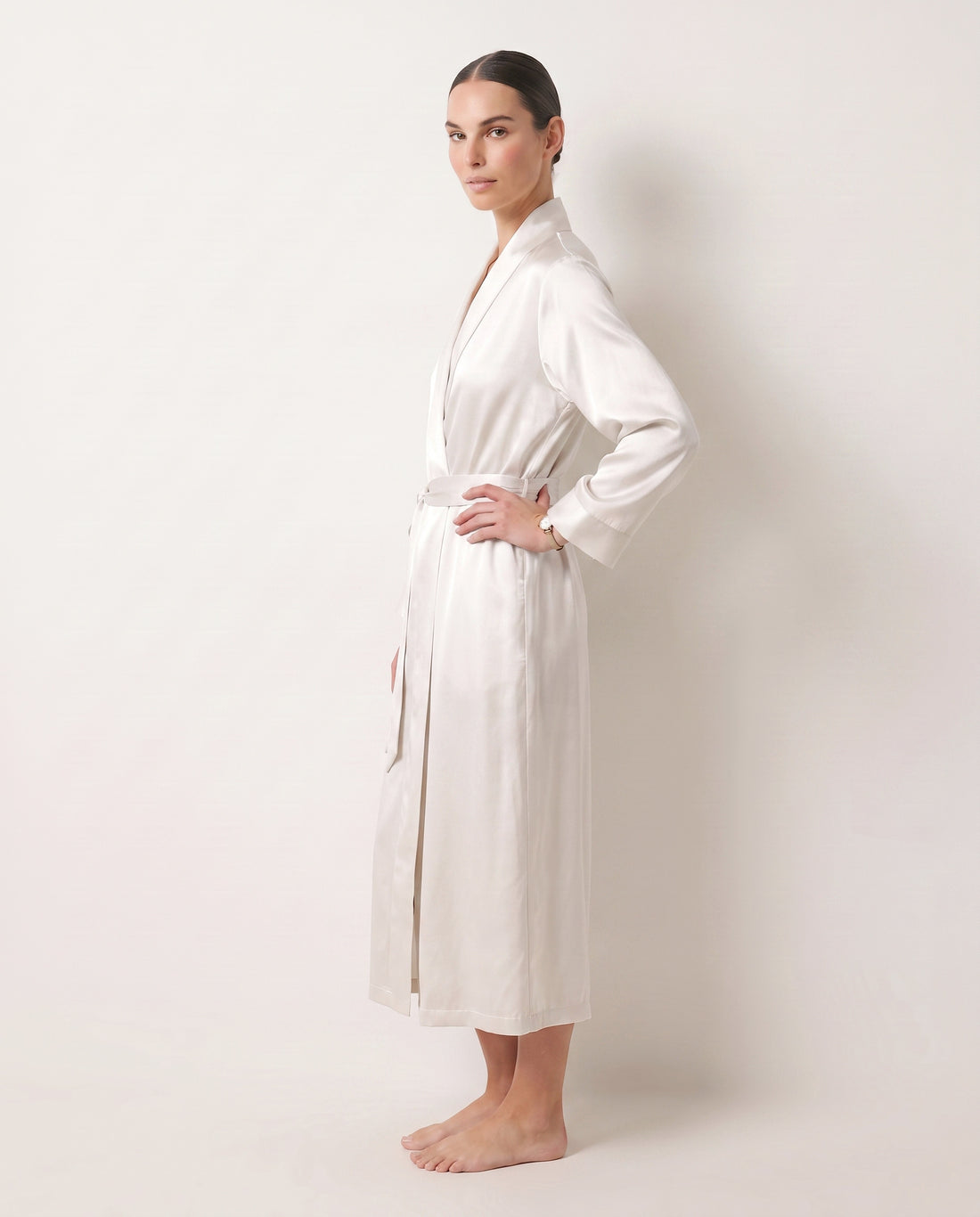 Satin robe with custom embroidered logo