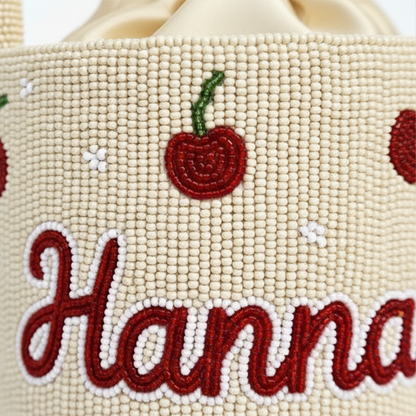 Cherry Cream Beaded Bag