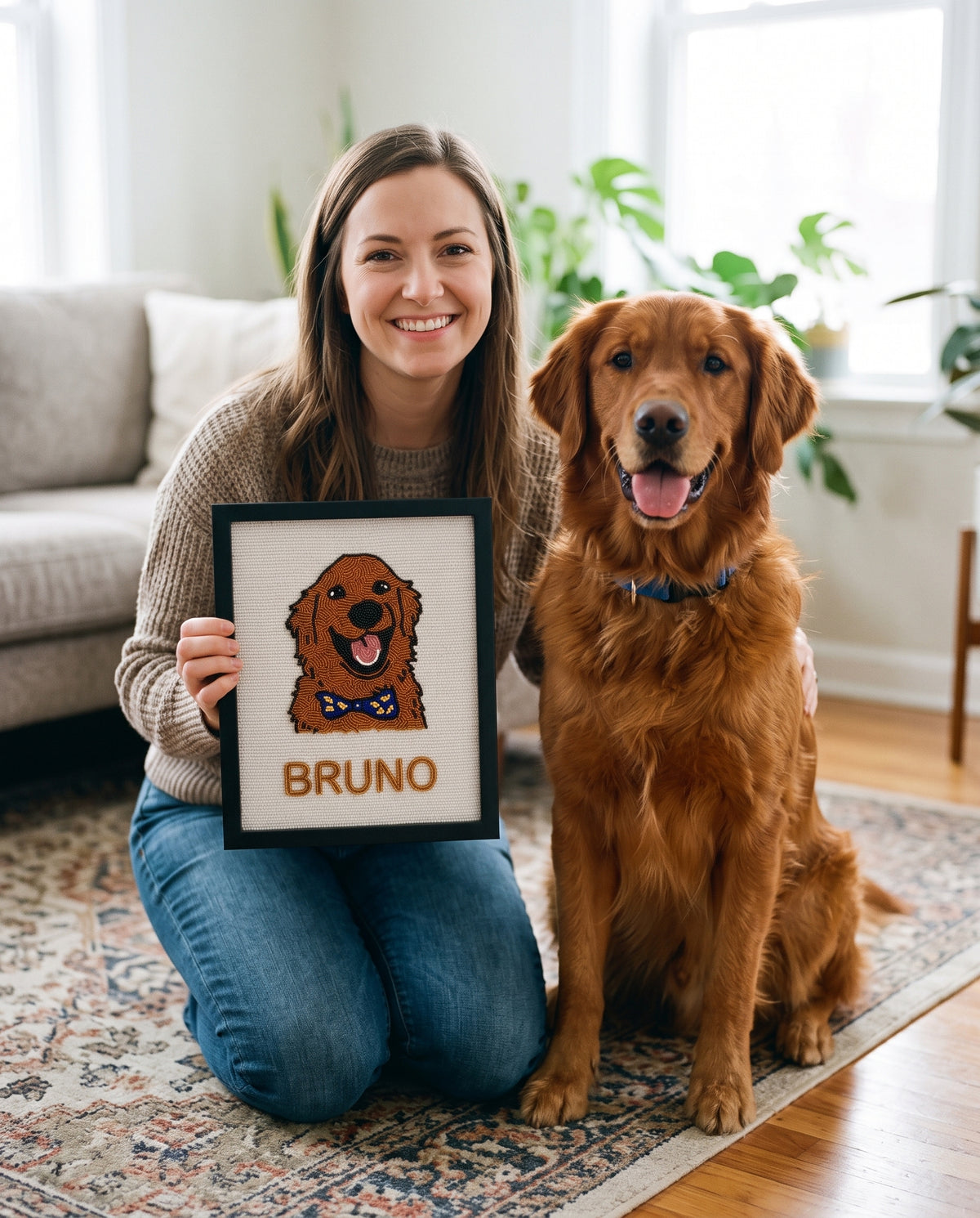 Personalized Beaded Pet Portrait Wall Art