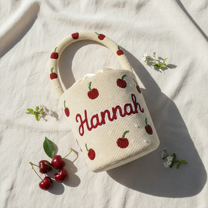 Cherry Cream Beaded Bag