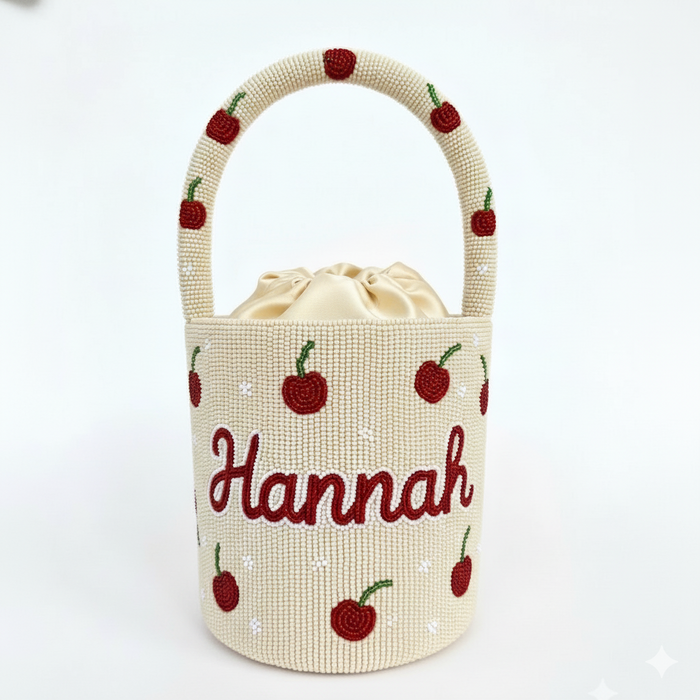 Cherry Cream Beaded Bag