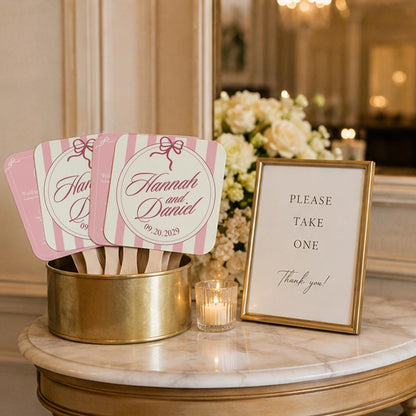 Personalized Pink Wedding Fans