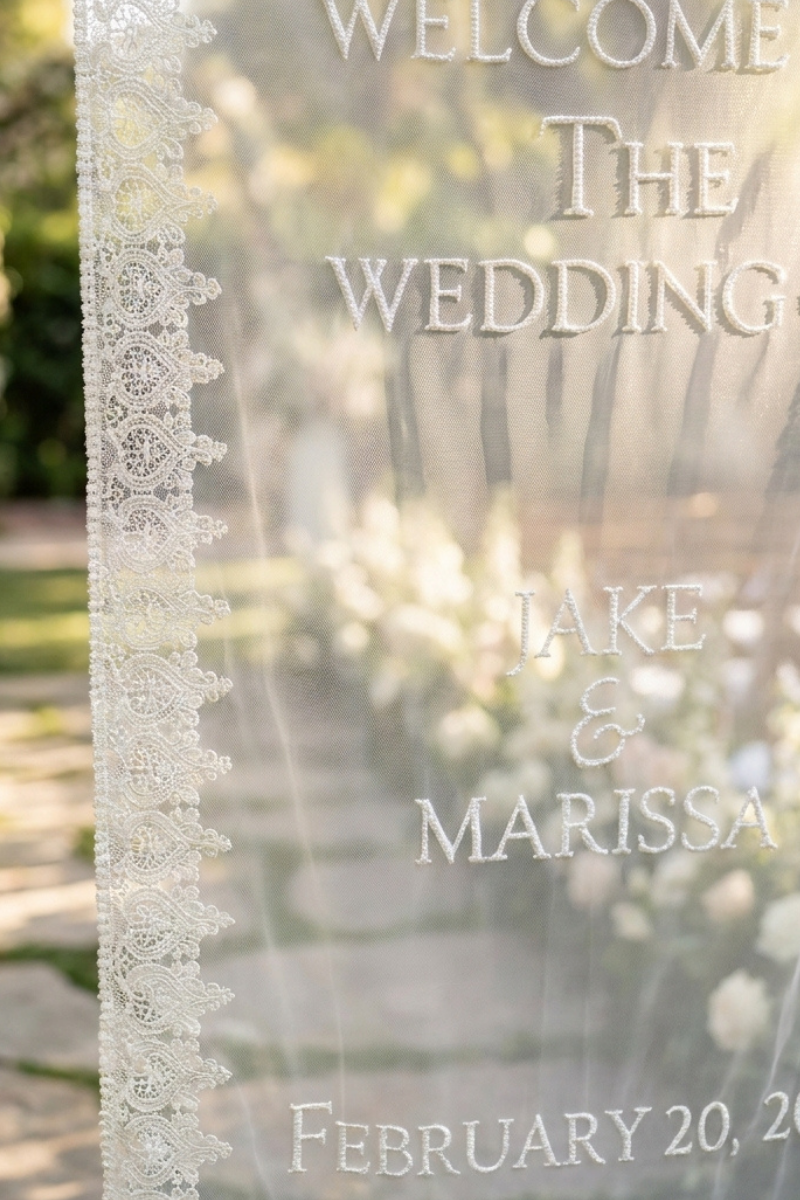 Elegant Sheer Lace Wedding Sign