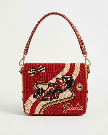 Personalized Red Race Car Shoulder Bag