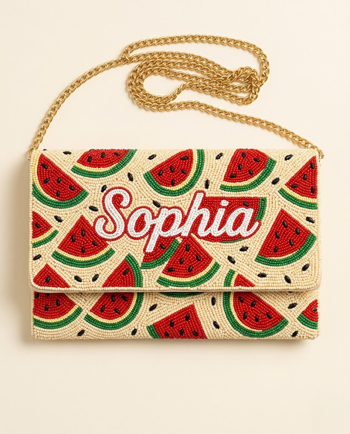 Watermelon Beaded Clutch