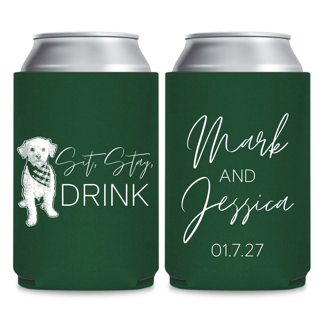 Puppy Love Wedding Can Coolers