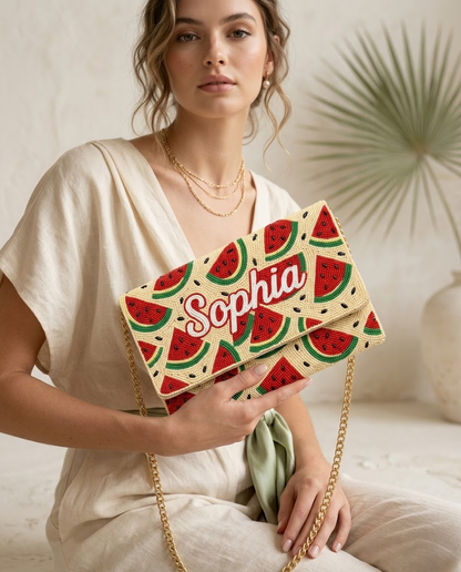 Watermelon Beaded Clutch