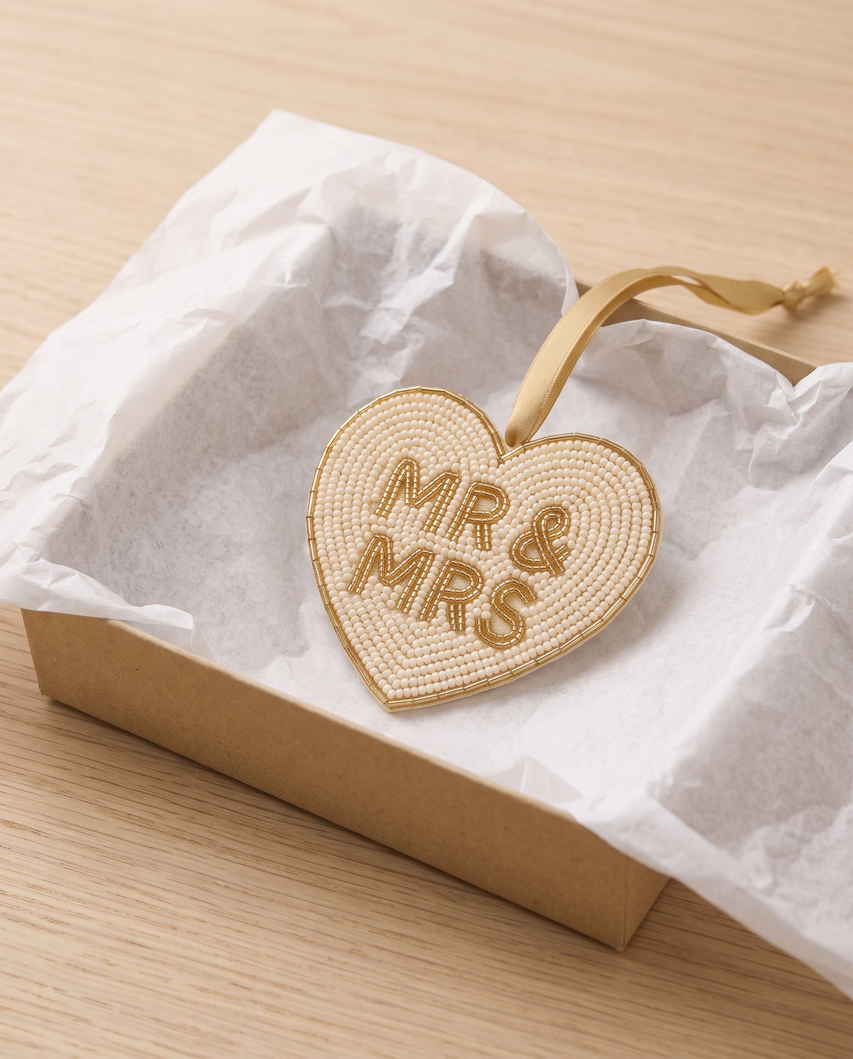 Mr & Mrs Heart Beaded Ornament