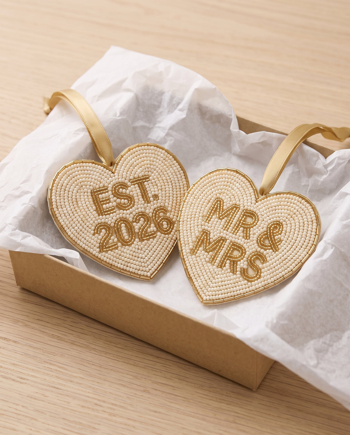 Mr & Mrs Heart Beaded Ornament