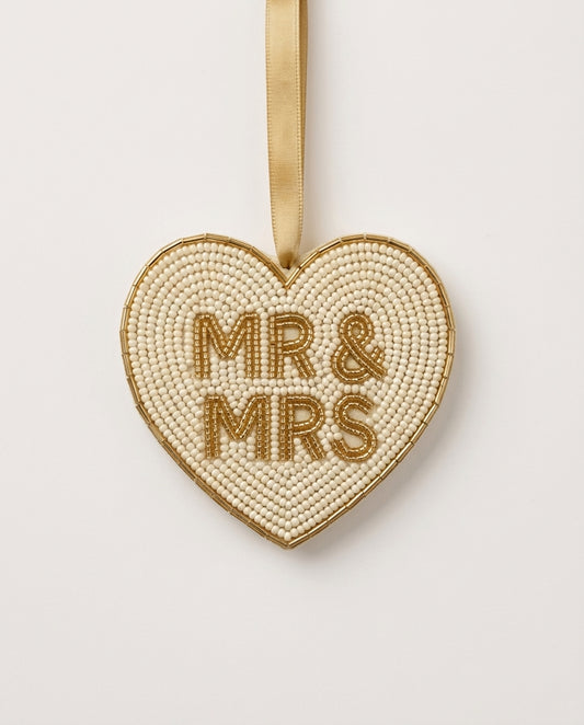 Mr & Mrs Heart Beaded Ornament